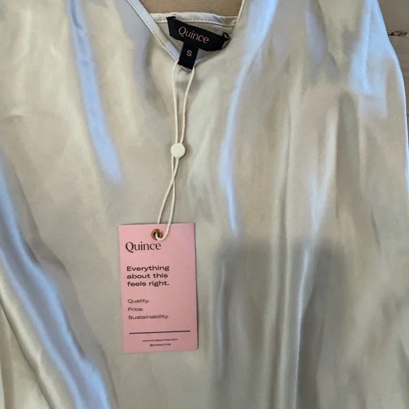 Quince - Set of 2 Silk Slip Dresses - Navy & Cream - Picture 2 of 7